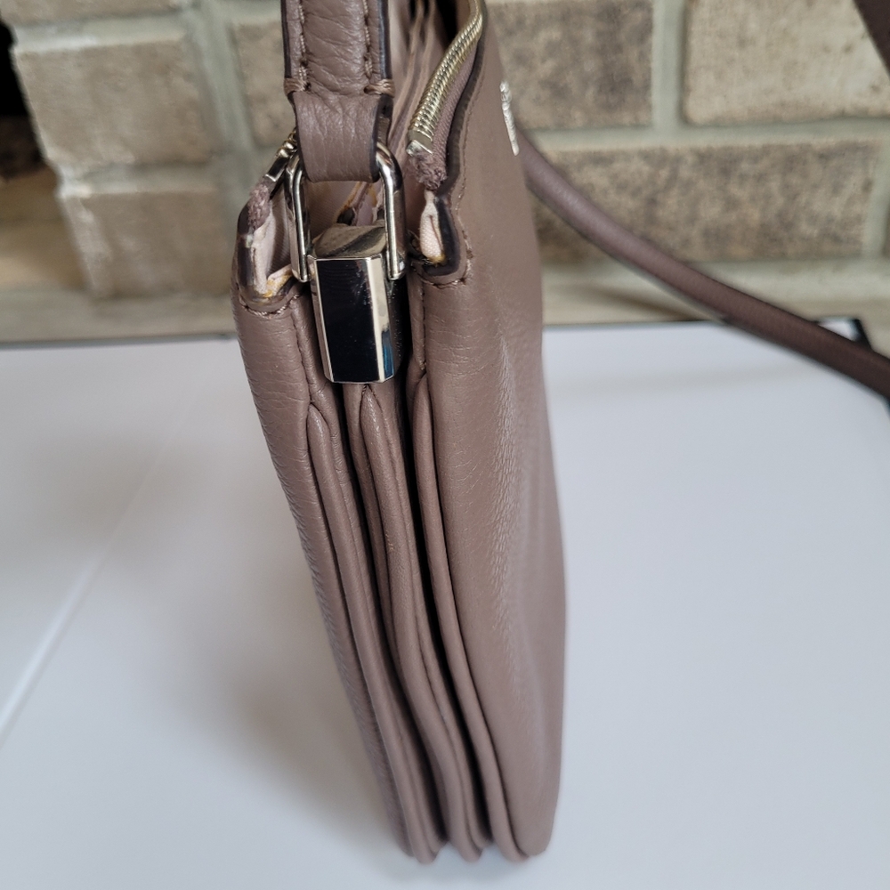 kate spade Taupe Leather Crossbody Bag With Adjustable Strap - Picture 7 of 11